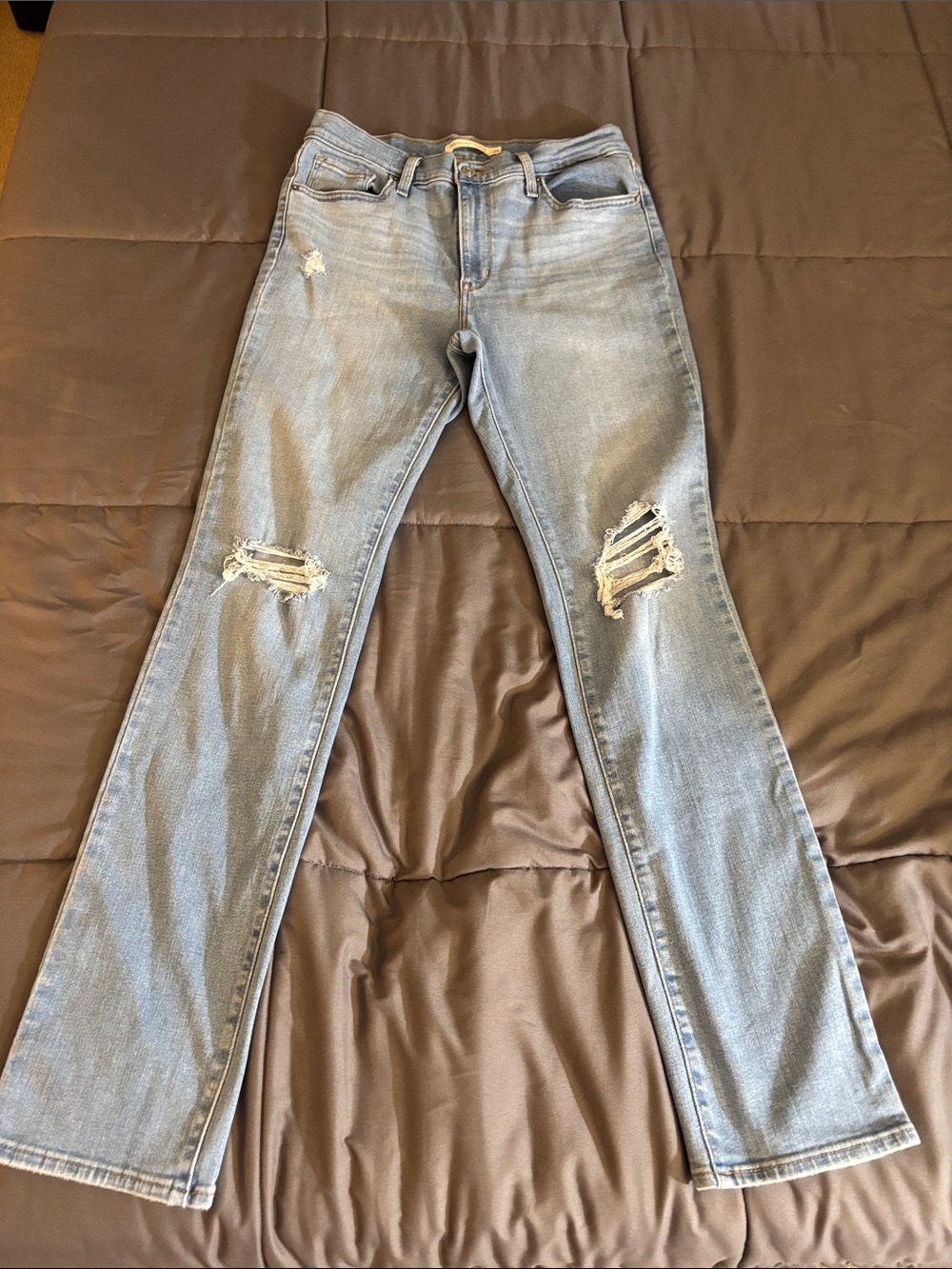 Levi's Light Blue Distressed Straight-Leg Jeans